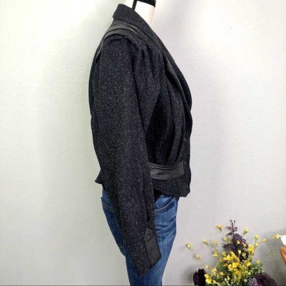 VINTAGE 80s 90s Otello Pelle Wool Leather Jacket L - Picture 7 of 8